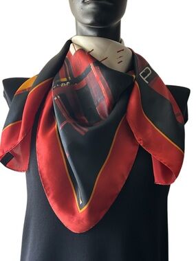 100% Silk Bellanca F. Scarf by Avant Gard Made in Italy Red Yellow Black